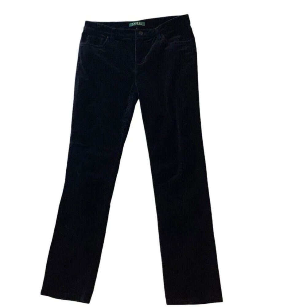 Lauren Ralph Lauren Dark Blue Velvety Mid-Rise Straight Leg Jeans Womens Size 2 - Picture 2 of 9